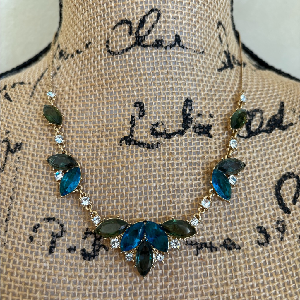 Vintage Carolee Collar Necklace With Blue & Green Stones